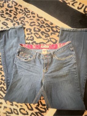 YMI Denim Jeans with Pink Waistband and Red Logo Size 13